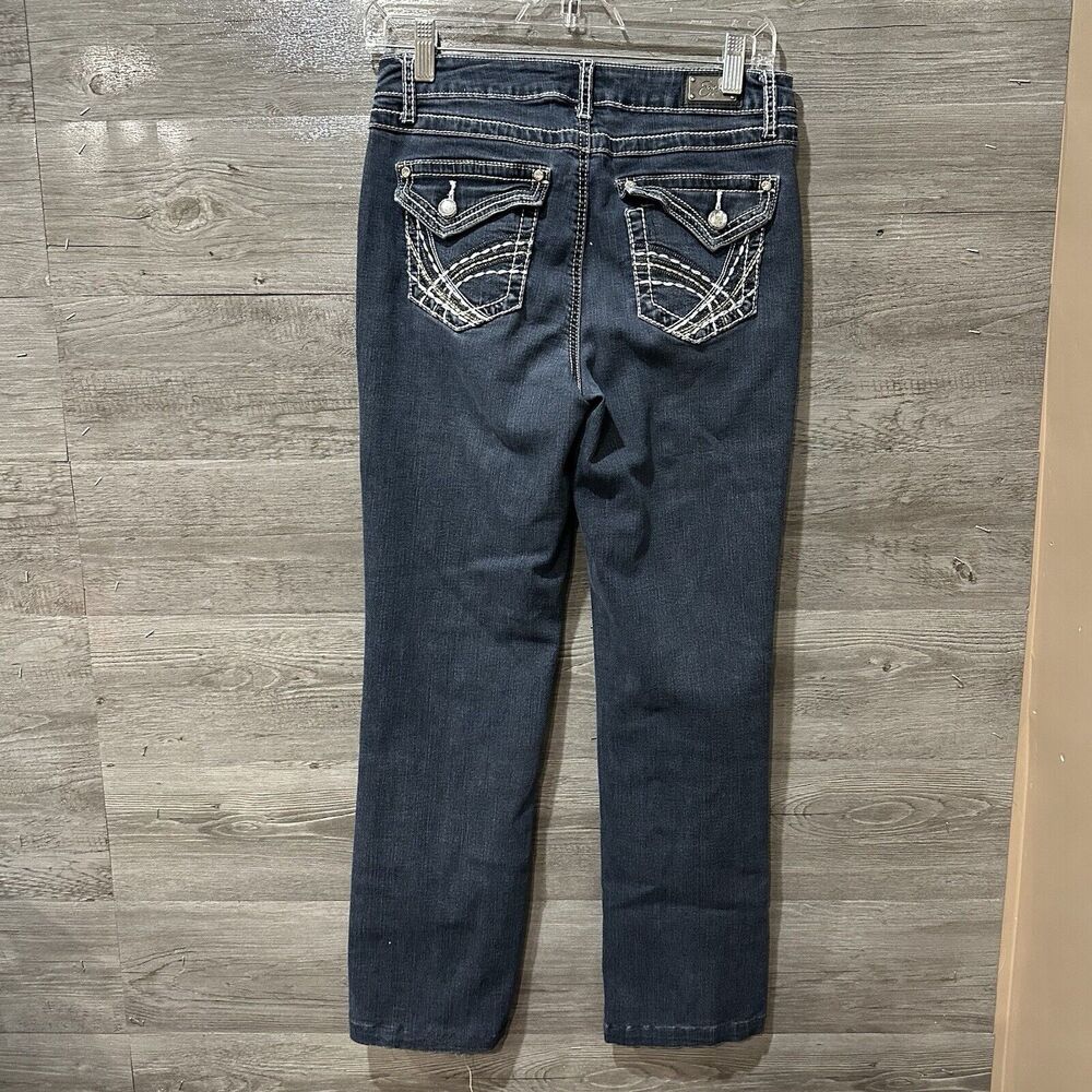 Earl Jeans Straight Leg Womens Denim Jeans Size 6 Embroidered Bling Flap Pocket - Picture 6 of 9
